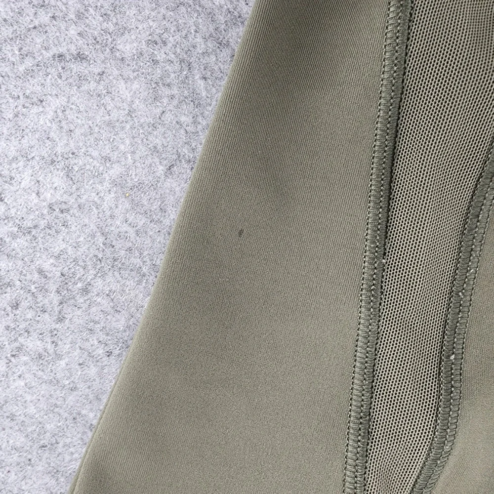 Lululemon Sz 6 Olive Green Strappy Mesh High Rise‎ Crop Leggings Yoga Gym Womens